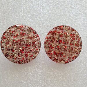 Pizza like clip on earrings with ruby like stones, wt 18grams, item# A-50
